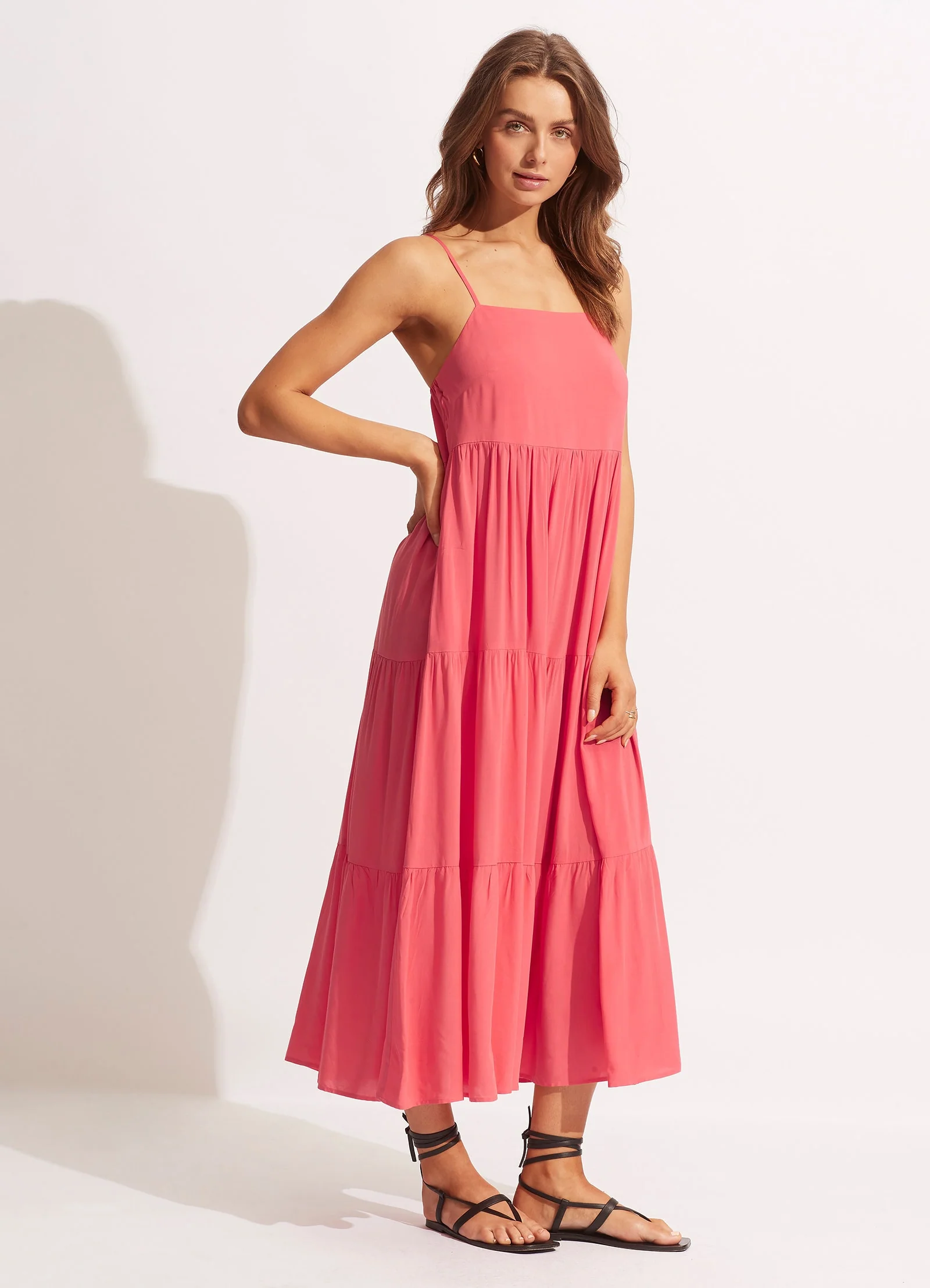 Weekend Tier Dress - Sun Kissed Coral - Image 2