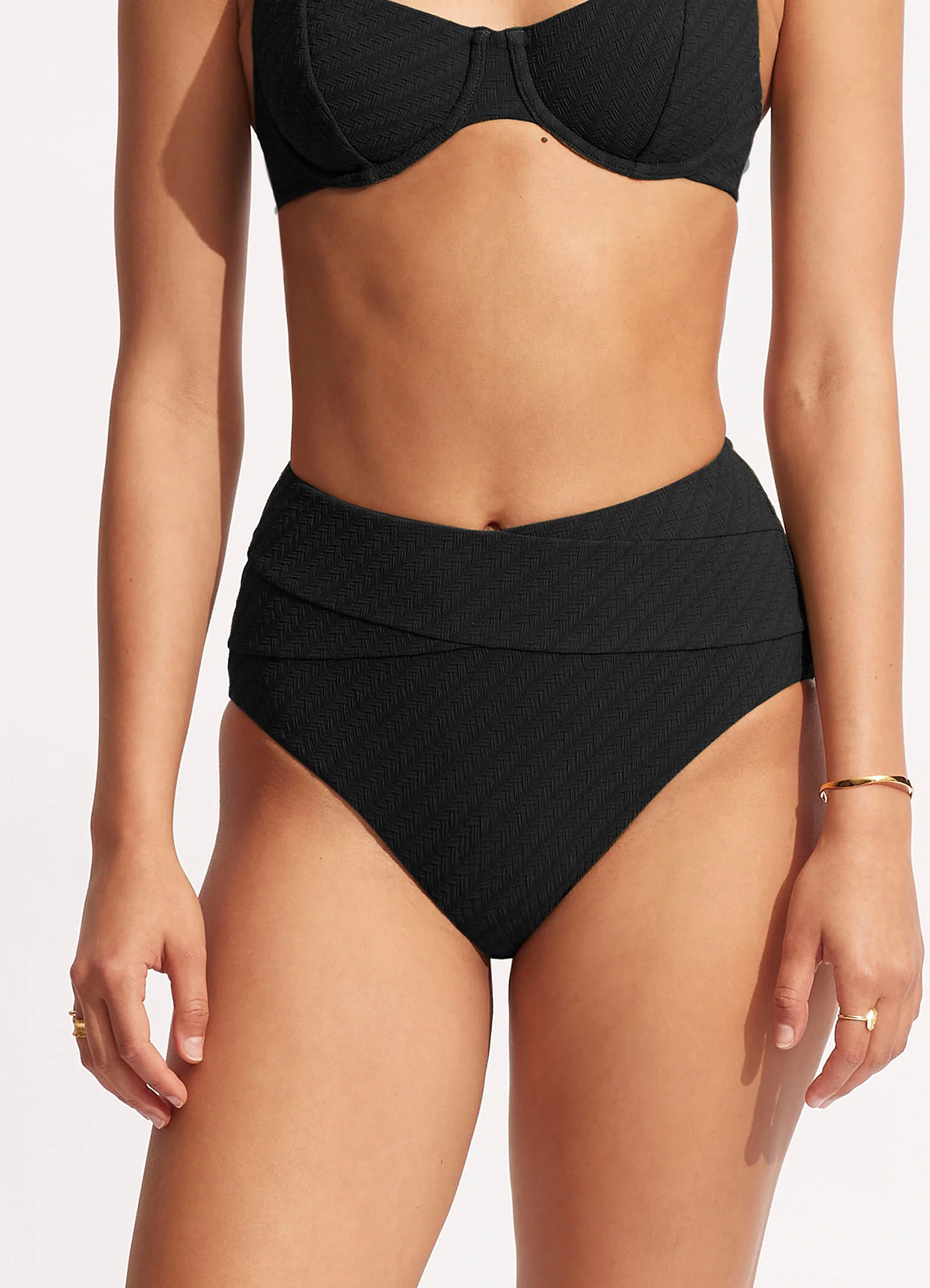 Willow High Waist Bikini Bottom - Black - Image 3