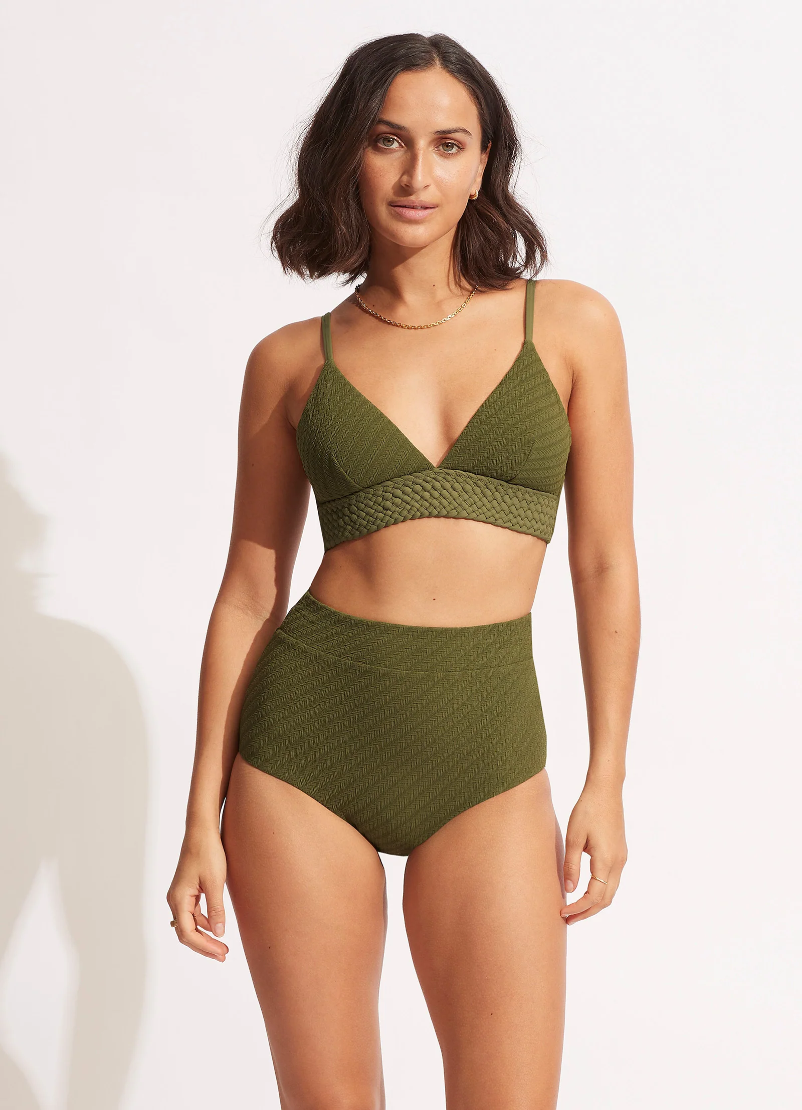 Willow High Waisted Bikini Bottom - Avocado - Image 7