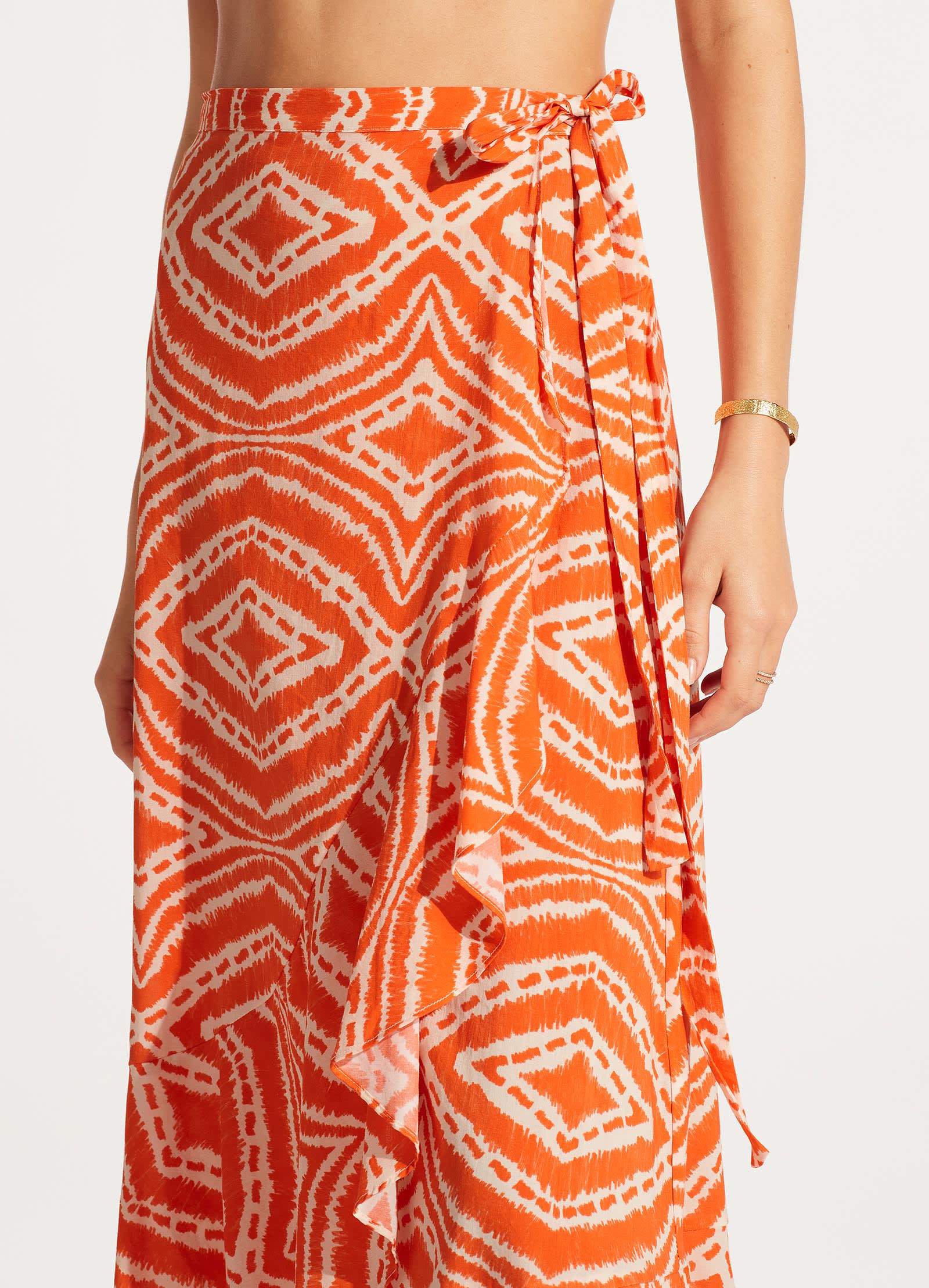 Zanzibar Wrap Skirt - Mandarin - Image 5